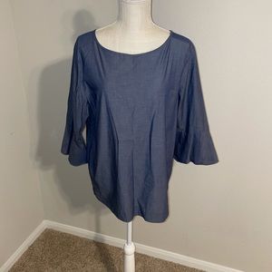 Ann Taylor Factory Flare Sleeve Chambray Top